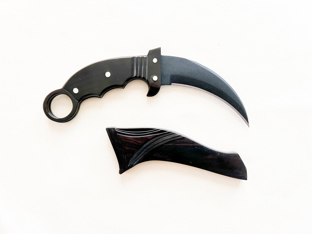Forged Sharpened Karambit with Tactical Black Cerakote Finish (Item #1014)