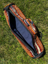 Load image into Gallery viewer, Bottom end view of the Blaan tabih dreamweave yoga mat bag showing black ballistic nylon base
