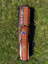Load image into Gallery viewer, Blaan tabih dreamweave yoga mat bag, full view showing handwoven abaca pattern and front zip pocket
