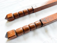 Load image into Gallery viewer, Pair of Tiger Kamagong War Sticks 3.0 with carved handles and larger pommels
