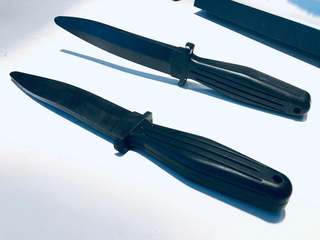 PAIR (2 knives) of Trigonal Rubber Training Knives